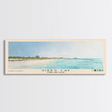 Gibbs Cay, Turks and Caicos Watercolor Beach Print, Vacation Gift, Turks and Caicos Wall Art, Framed Canvas Print, Framed Beach Painting