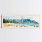 Hanalei Bay, Hawaii Watercolor Beach Print, Vacation Gift, Hawaii Wall Art, Framed Canvas Print, Framed Beach Painting