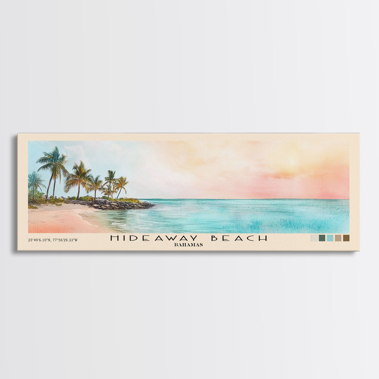 Hideaway Beach, Bahamas Watercolor Beach Print, Vacation Gift, Bahamas Wall Art, Framed Canvas Print, Framed Beach Painting