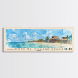 Hopkins Village Beach, Belize Watercolor Beach Print, Vacation Gift, Belize Wall Art, Framed Canvas Print, Framed Beach Painting