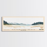 Kaiteriteri Beach, New Zealand Watercolor Beach Print, Vacation Gift, New Zealand Wall Art, Framed Canvas Print, Framed Beach Painting