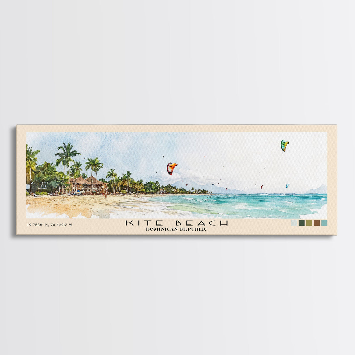 Kite Beach, Dominican Republic Watercolor Beach Print, Vacation Gift, Dominican Republic Wall Art, Framed Canvas Print, Framed Beach Painting