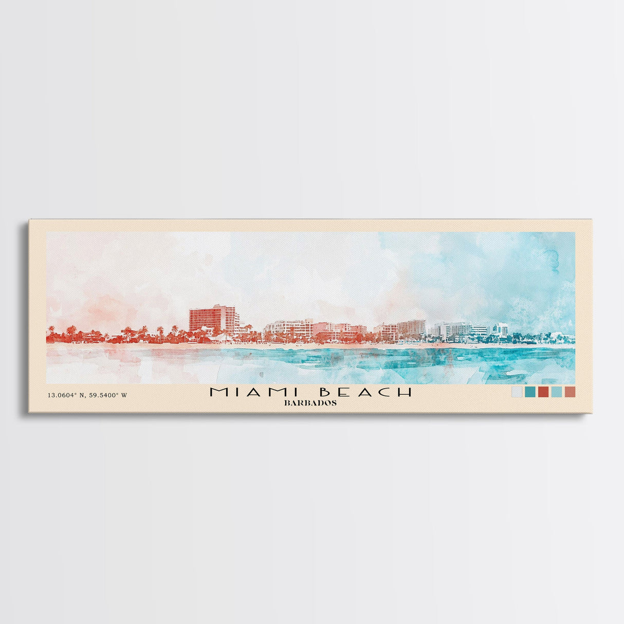 Miami Beach, Barbados Watercolor Beach Print, Vacation Gift, Barbados Wall Art, Beach Painting, Beach Decor, Beach Painting