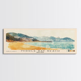 Middle Bay Beach, Hong Kong Watercolor Print, Vacation Gift, Hong Kong Wall Art, Beach Painting, Beach Decor, Large Wall Art, Wood Frame Art