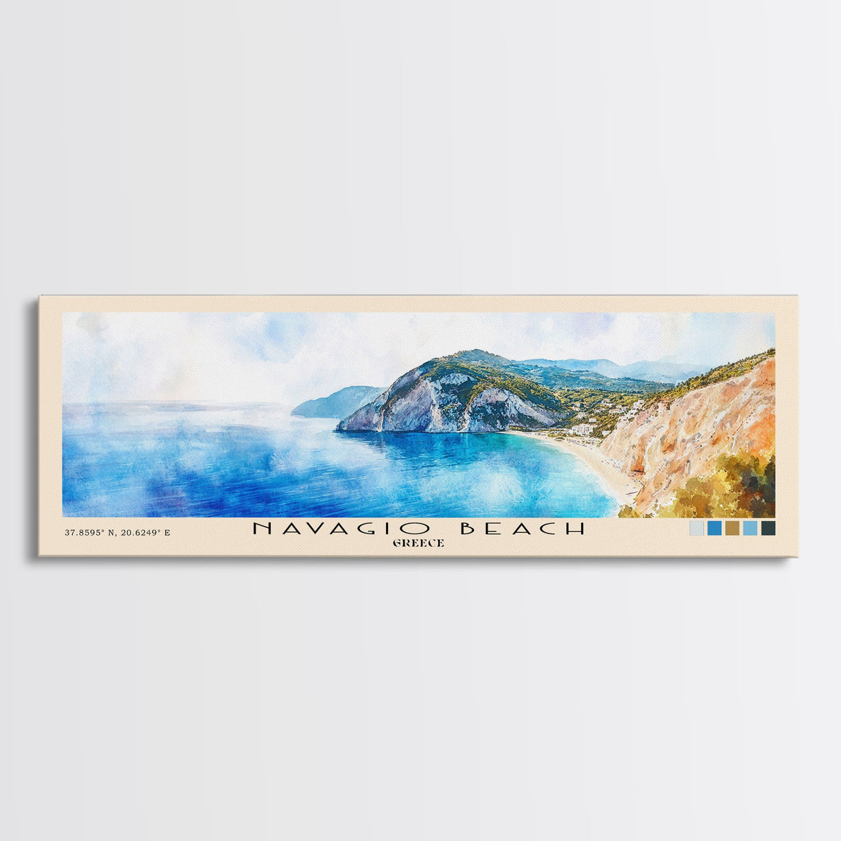 Navagio Beach, Greece Watercolor Beach Print, Vacation Gift, Greece Wall Art, Beach Painting, Beach Decor, Beach Painting