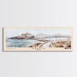 Naxos, Greece Watercolor Beach Print, Vacation Gift, Greece Wall Art, Framed Canvas Print, Framed Beach Painting