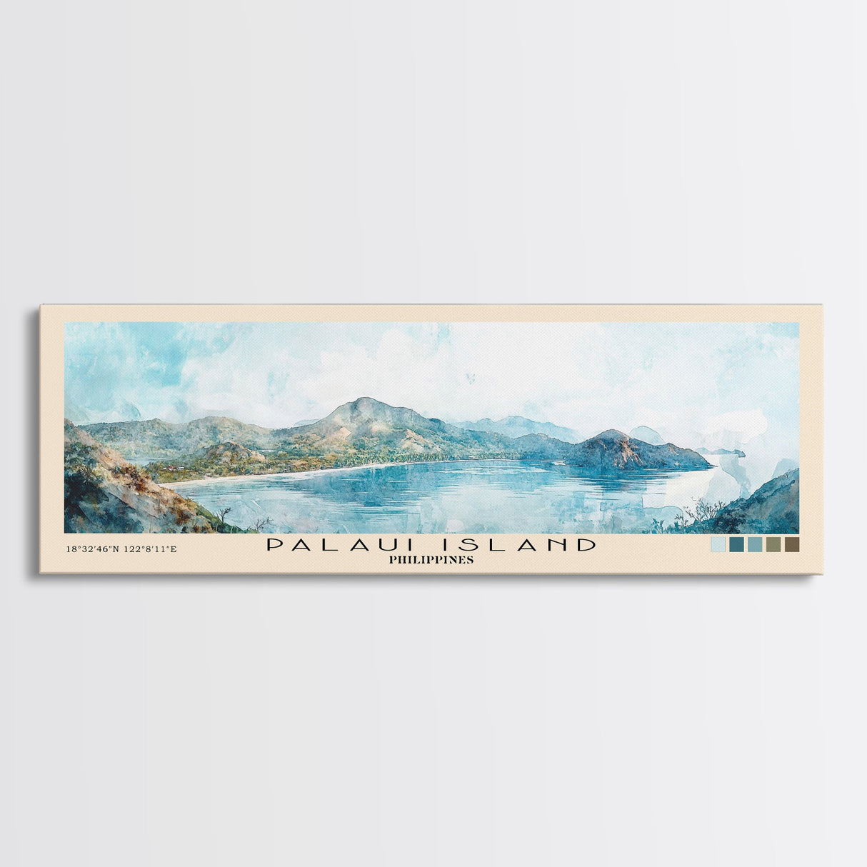 Palaui Island, Philippines Watercolor Print, Vacation Gift, Philippines Wall Art, Beach Painting, Beach Decor, Large Wall Art, Wood Frame Art