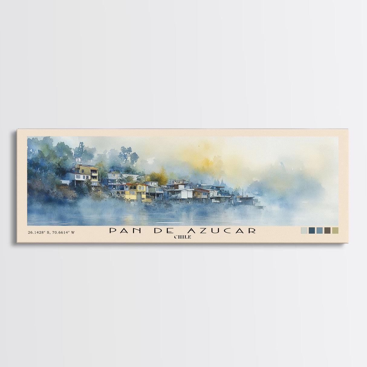 Pan de Azucar, Chile Watercolor Beach Print, Vacation Gift, Chile Wall Art, Framed Canvas Print, Framed Beach Painting