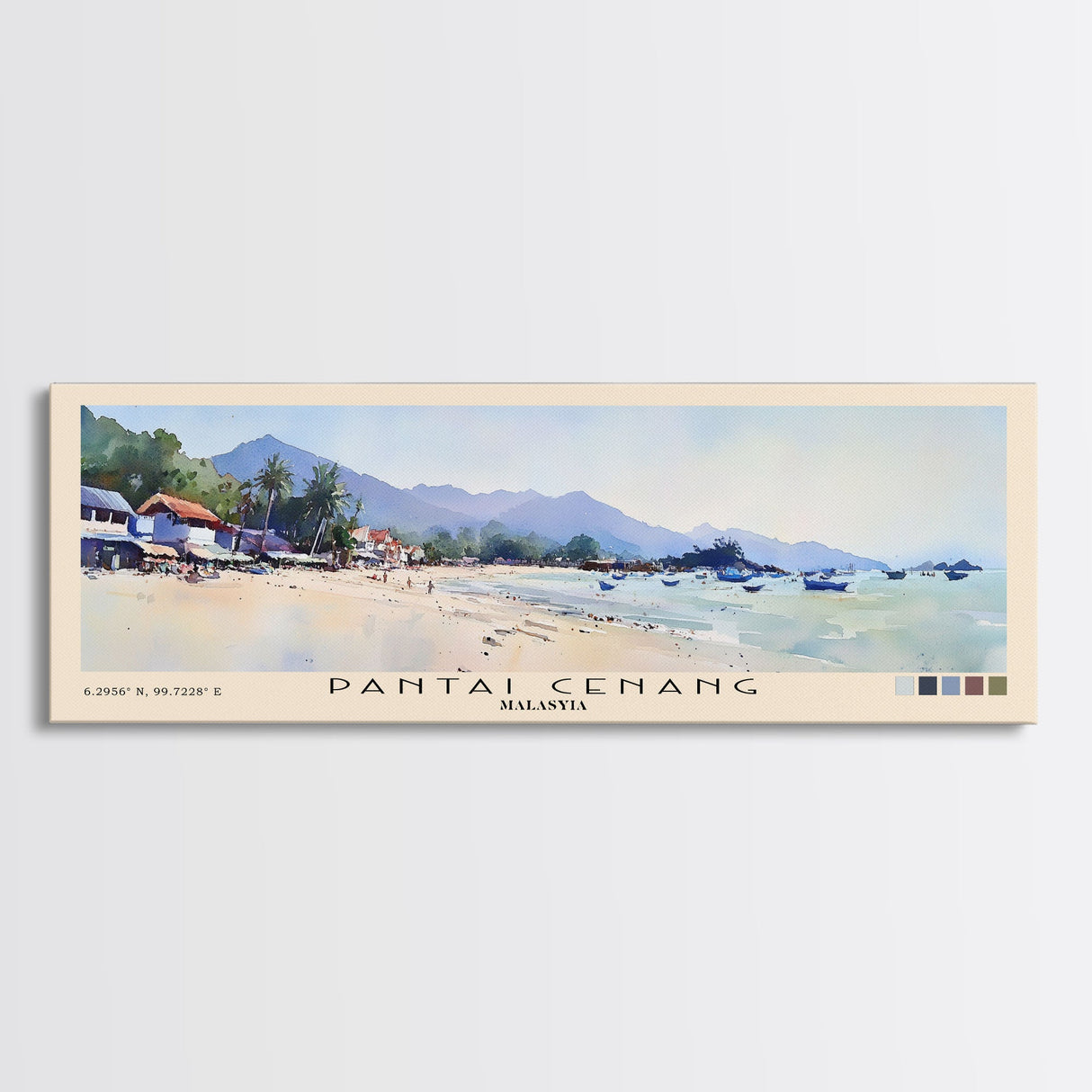 Pantai Cenang, Malasyia Watercolor Beach Print, Vacation Gift, Malasyia Wall Art, Beach Painting, Beach Decor, Beach Painting