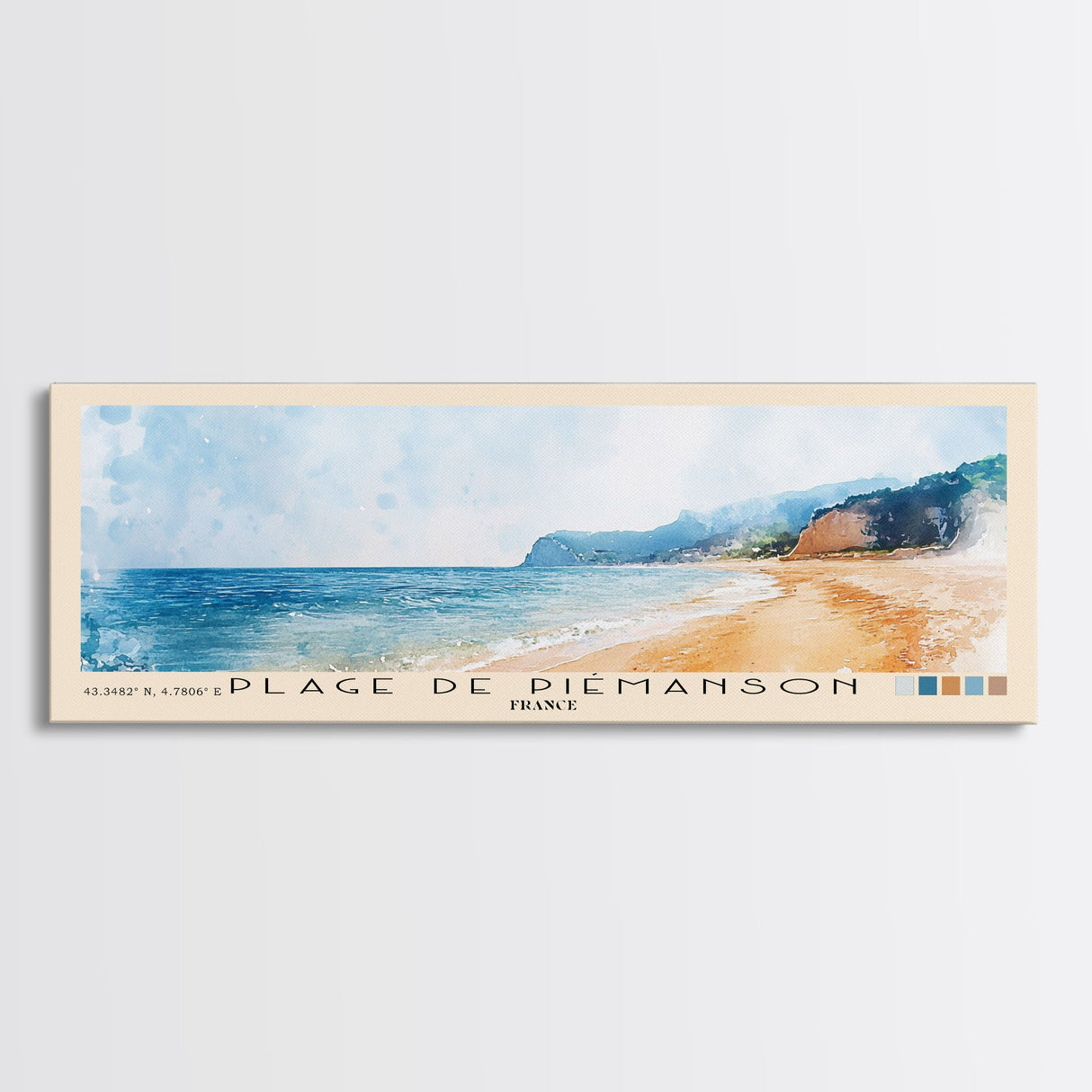 Plage de Piémanson, France Watercolor Print, Vacation Gift, France Wall Art, Beach Painting, Beach Decor, Large Wall Art, Wood Frame Art