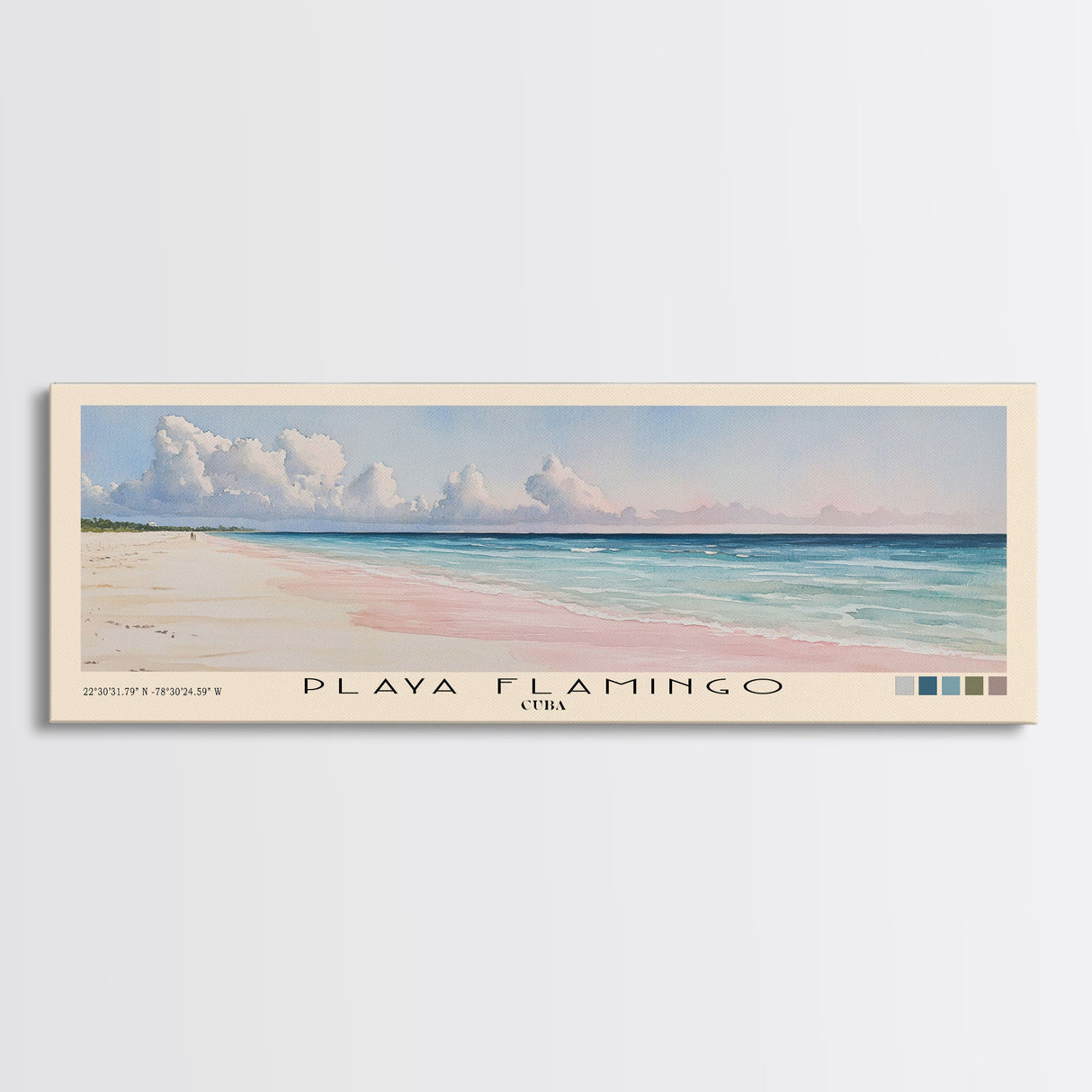 Playa Flamingo, Cuba Watercolor Beach Print, Vacation Gift, Cuba Wall Art, Beach Painting, Beach Decor, Beach Painting