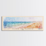 Playa de Gandía, Spain Watercolor Beach Print, Vacation Gift, Spain Wall Art, Framed Canvas Print, Framed Beach Painting