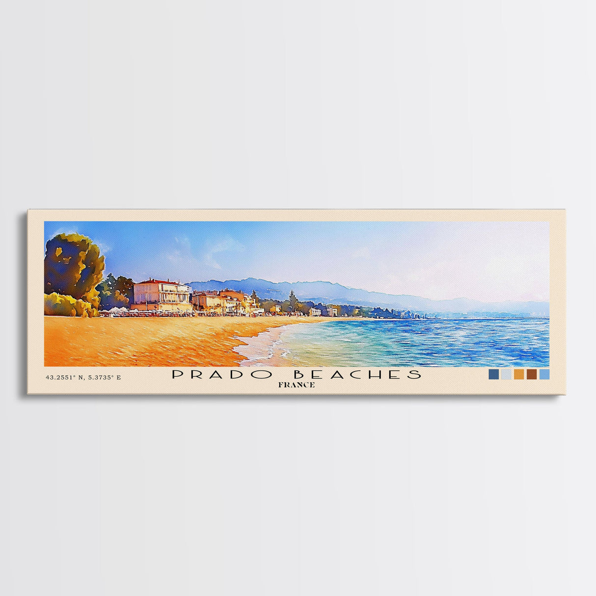 Prado Beaches, France Watercolor Beach Print, Vacation Gift, France Wall Art, Beach Painting, Beach Decor, Beach Painting