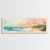 Puerto Rico, USA Watercolor Print, Vacation Gift, USA Wall Art, Beach Painting, Beach Decor, Large Wall Art, Wood Frame Art