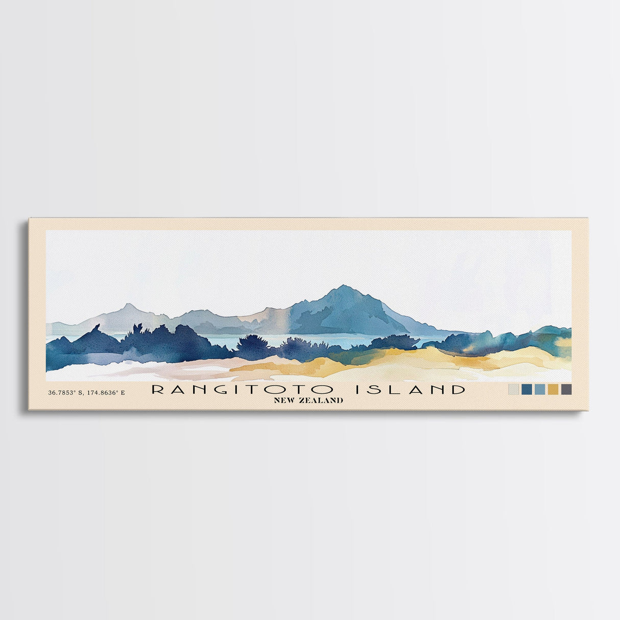 Rangitoto Island, New Zealand Watercolor Beach Print, Vacation Gift, New Zealand Wall Art, Beach Painting, Beach Decor, Beach Painting