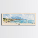 Sicily, Italy Watercolor Beach Print, Vacation Gift, Italy Wall Art, Framed Canvas Print, Framed Beach Painting