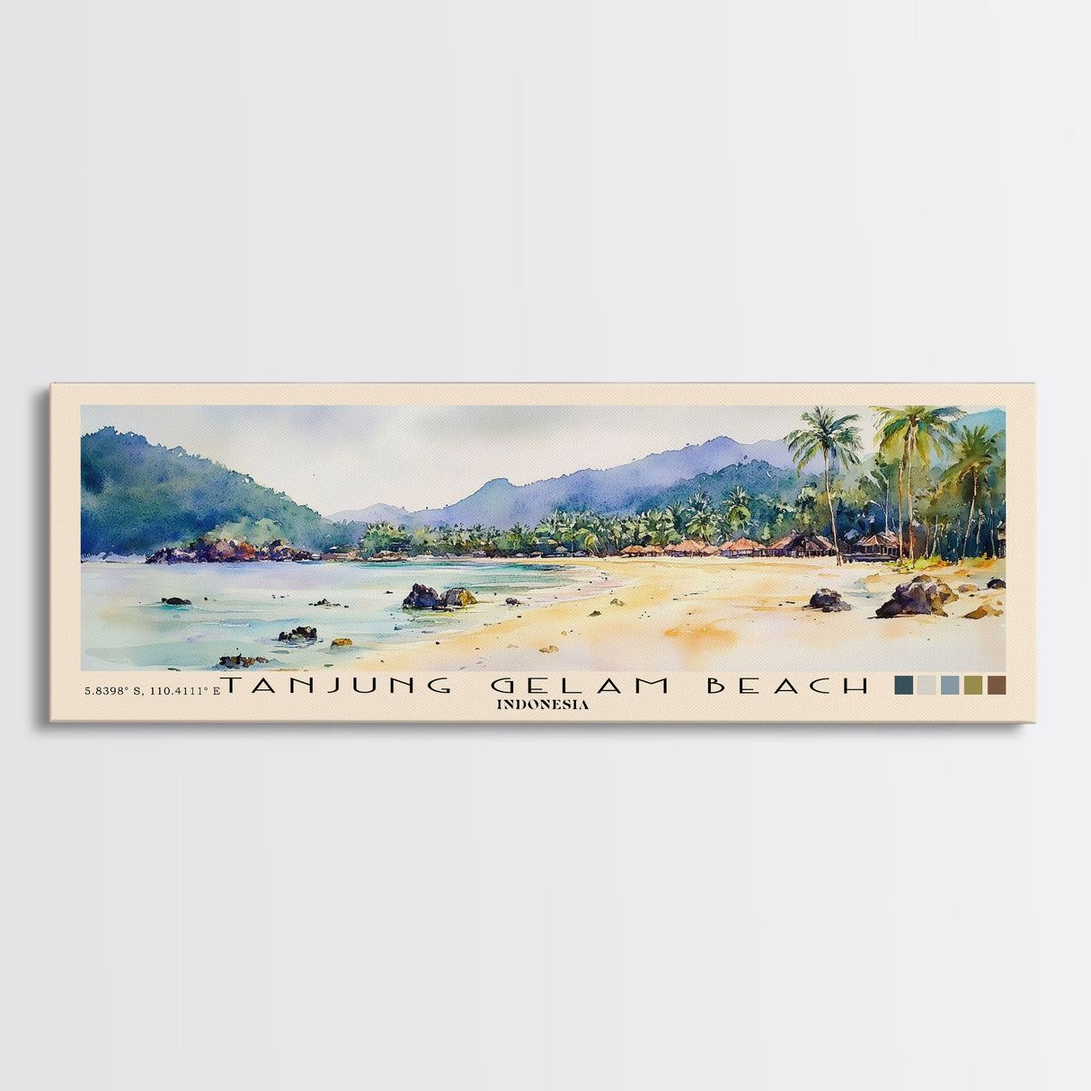 Tanjung Gelam Beach, Indonesia Watercolor Beach Print, Vacation Gift, Indonesia Wall Art, Beach Painting, Beach Decor, Beach Painting