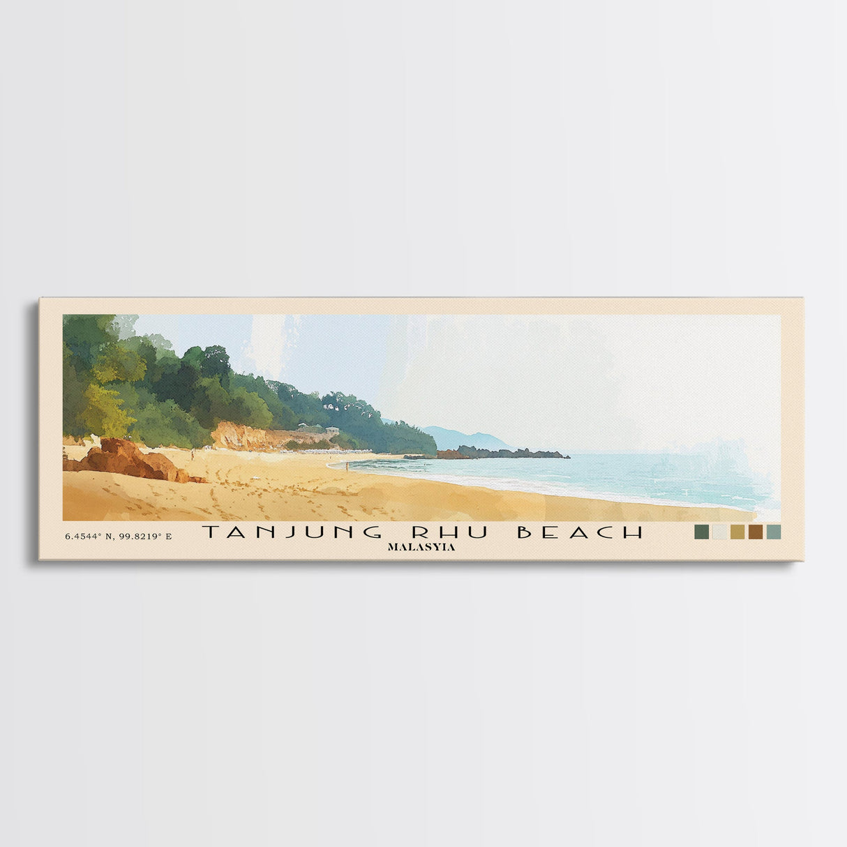 Tanjung Rhu Beach, Malasyia Watercolor Beach Print, Vacation Gift, Malasyia Wall Art, Framed Canvas Print, Framed Beach Painting