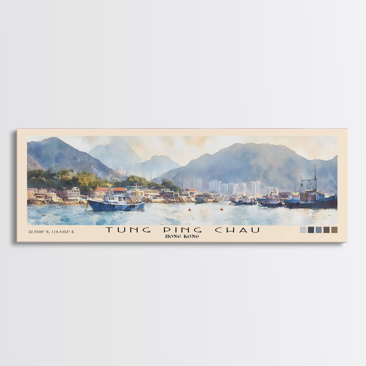 Tung Ping Chau, Hong Kong Watercolor Beach Print, Vacation Gift, Hong Kong Wall Art, Framed Canvas Print, Framed Beach Painting