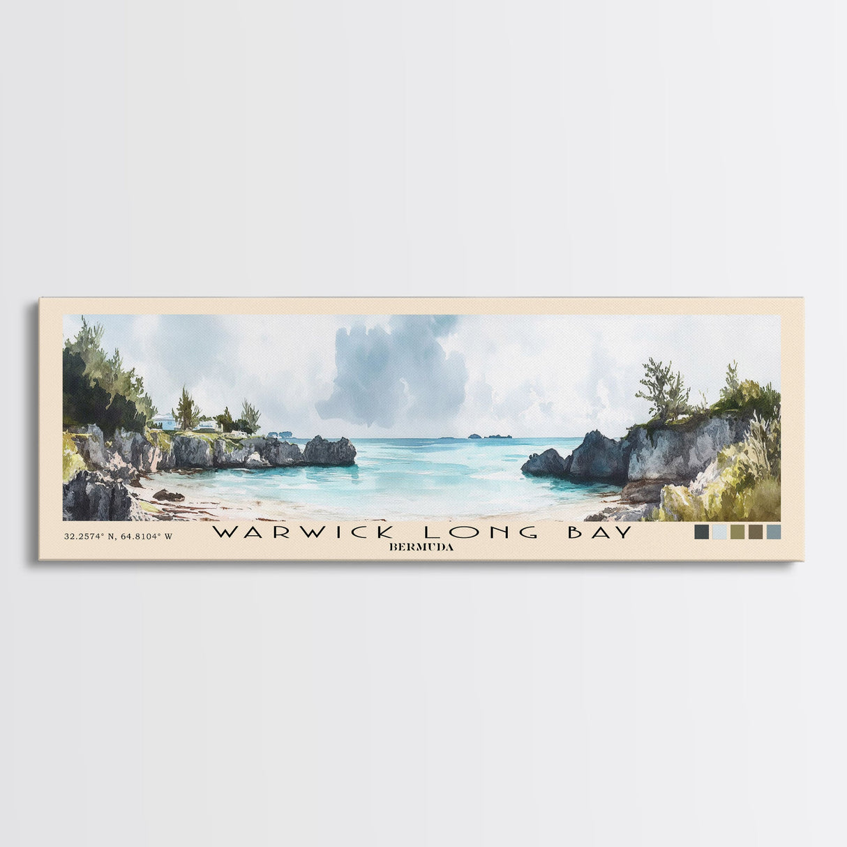 Warwick Long Bay, Bermuda Watercolor Beach Print, Vacation Gift, Bermuda Wall Art, Beach Painting, Beach Decor, Beach Painting