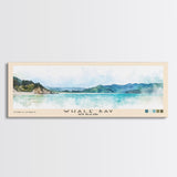 Whale Bay, New Zealand Watercolor Print, Vacation Gift, New Zealand Wall Art, Beach Painting, Beach Decor, Large Wall Art, Wood Frame Art