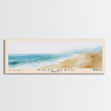 White Beach, Morocco Watercolor Beach Print, Vacation Gift, Morocco Wall Art, Framed Canvas Print, Framed Beach Painting