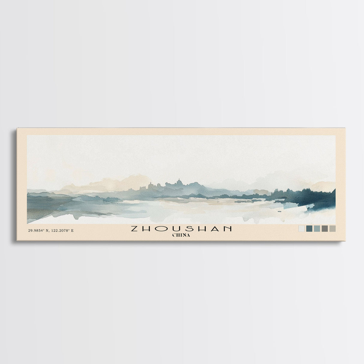 Zhoushan, China Watercolor Beach Print, Vacation Gift, China Wall Art, Beach Painting, Beach Decor, Beach Painting