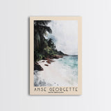 Anse Georgette, Seychelles Watercolor Beach Print, Vacation Gift, Seychelles Wall Art, Framed Canvas Print, Framed Beach Painting