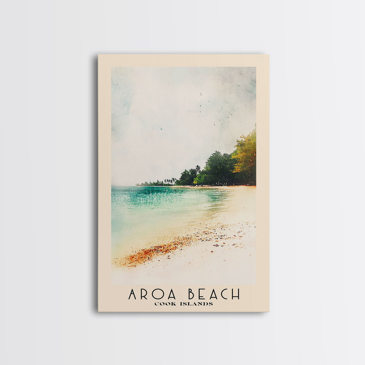 Aroa Beach, Cook Islands Watercolor Print, Vacation Gift, Cook Islands Wall Art, Beach Painting, Beach Decor, Large Wall Art, Wood Frame Art