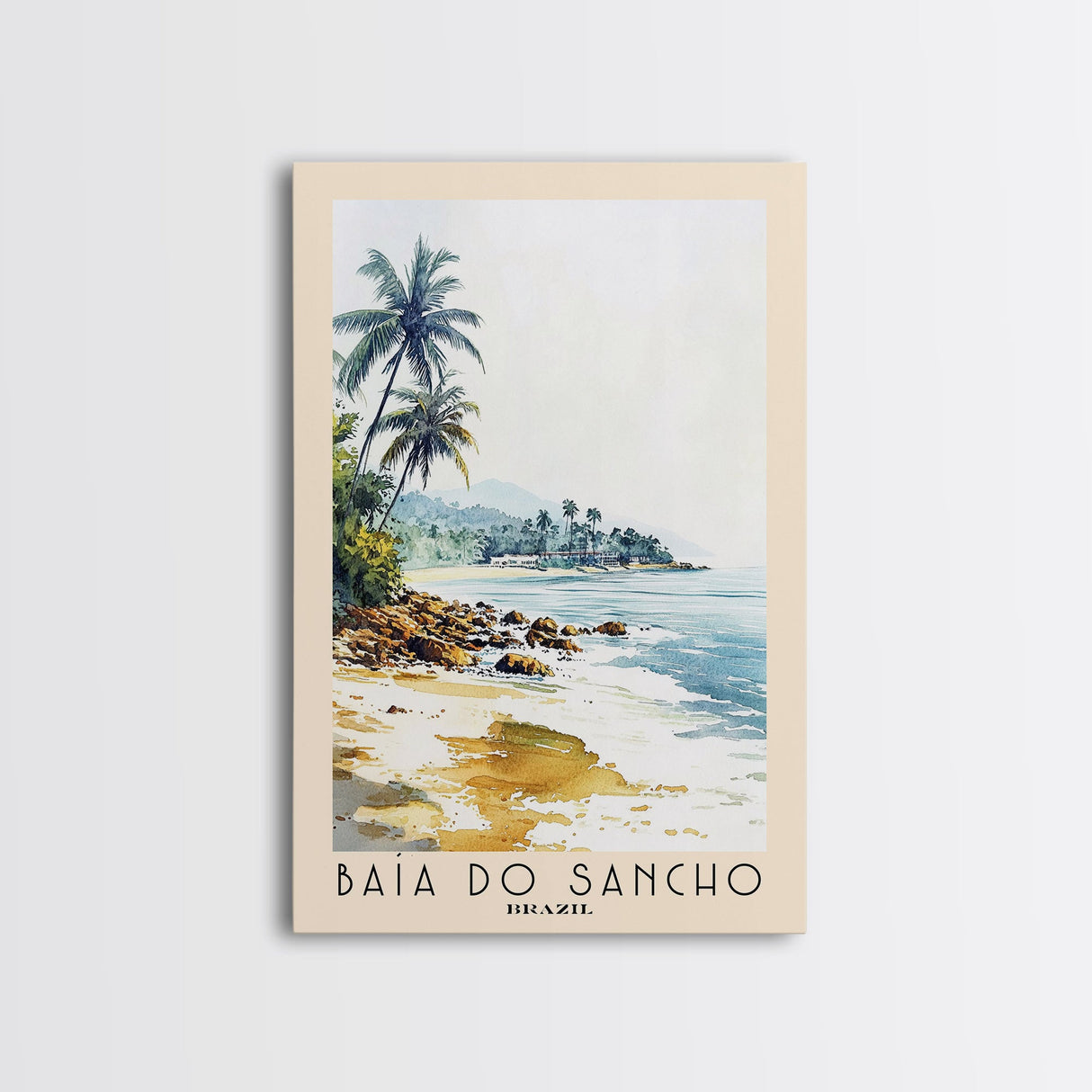 Baía do Sancho, Brazil Watercolor Beach Print, Vacation Gift, Brazil Wall Art, Beach Painting, Beach Decor, Beach Painting