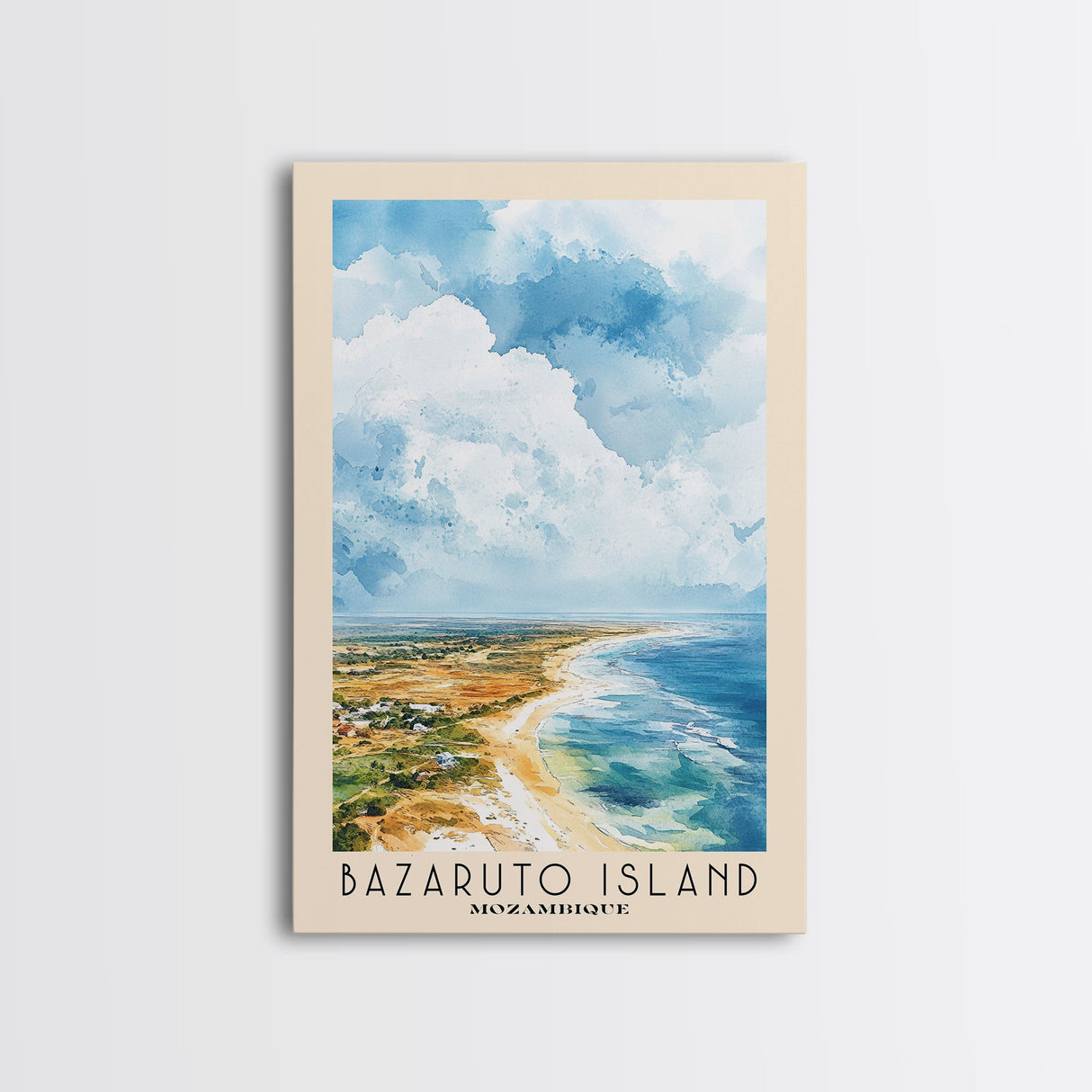 Bazaruto Island, Mozambique Watercolor Beach Print, Vacation Gift, Mozambique Wall Art, Beach Painting, Beach Decor, Beach Painting