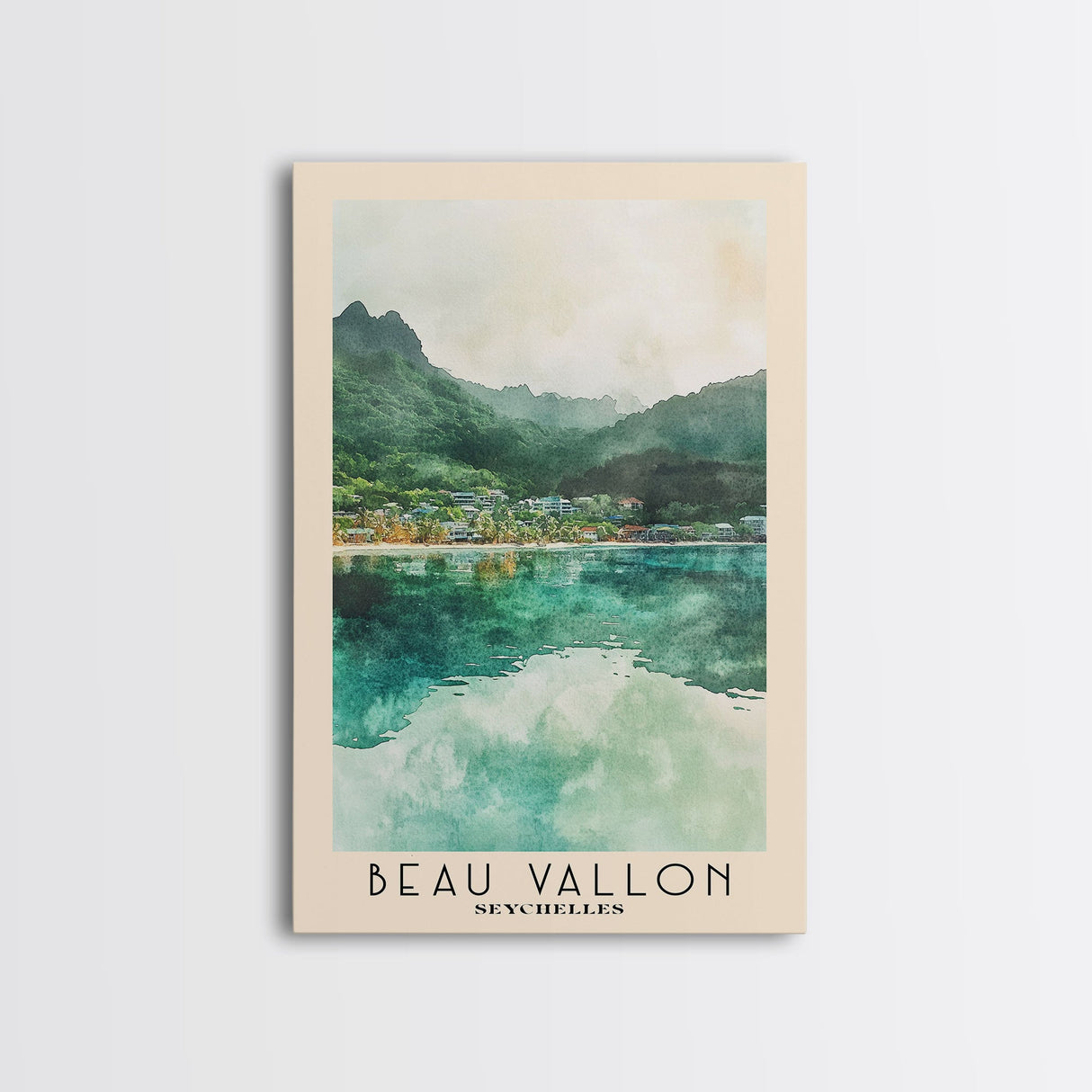 Beau Vallon, Seychelles Watercolor Beach Print, Vacation Gift, Seychelles Wall Art, Beach Painting, Beach Decor, Beach Painting