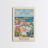 Bermuda, United Kingdom Watercolor Beach Print, Vacation Gift, United Kingdom Wall Art, Framed Canvas Print, Framed Beach Painting