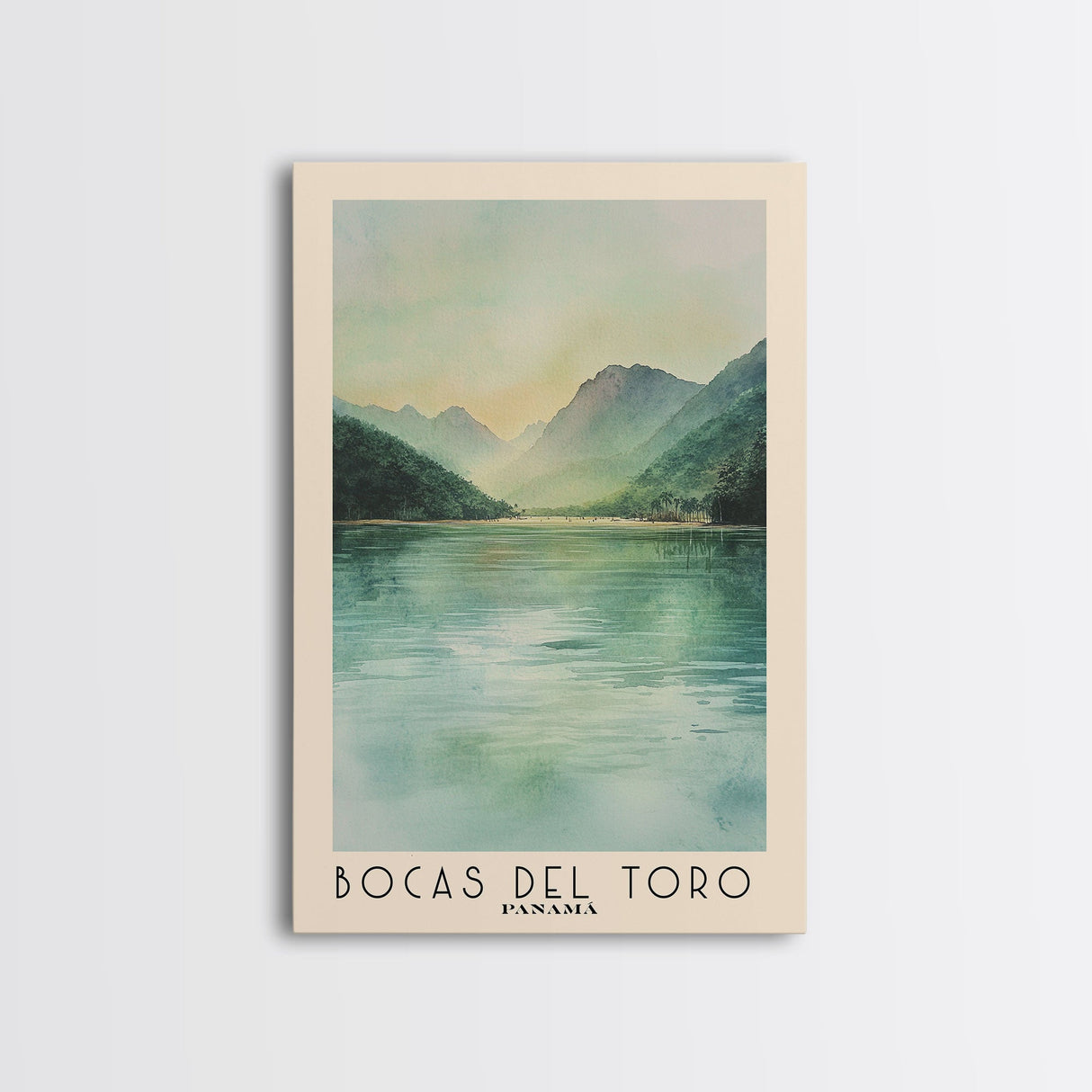 Bocas del Toro , Panamá Watercolor Beach Print, Vacation Gift, Panamá Wall Art, Framed Canvas Print, Framed Beach Painting