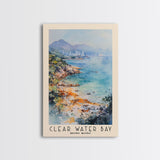 Clear Water Bay, Hong Kong Watercolor Beach Print, Vacation Gift, Hong Kong Wall Art, Framed Canvas Print, Framed Beach Painting