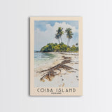 Coiba Island, Panamá Watercolor Beach Print, Vacation Gift, Panamá Wall Art, Framed Canvas Print, Framed Beach Painting