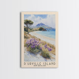 D’Urville Island, New Zealand Watercolor Beach Print, Vacation Gift, New Zealand Wall Art, Framed Canvas Print, Framed Beach Painting