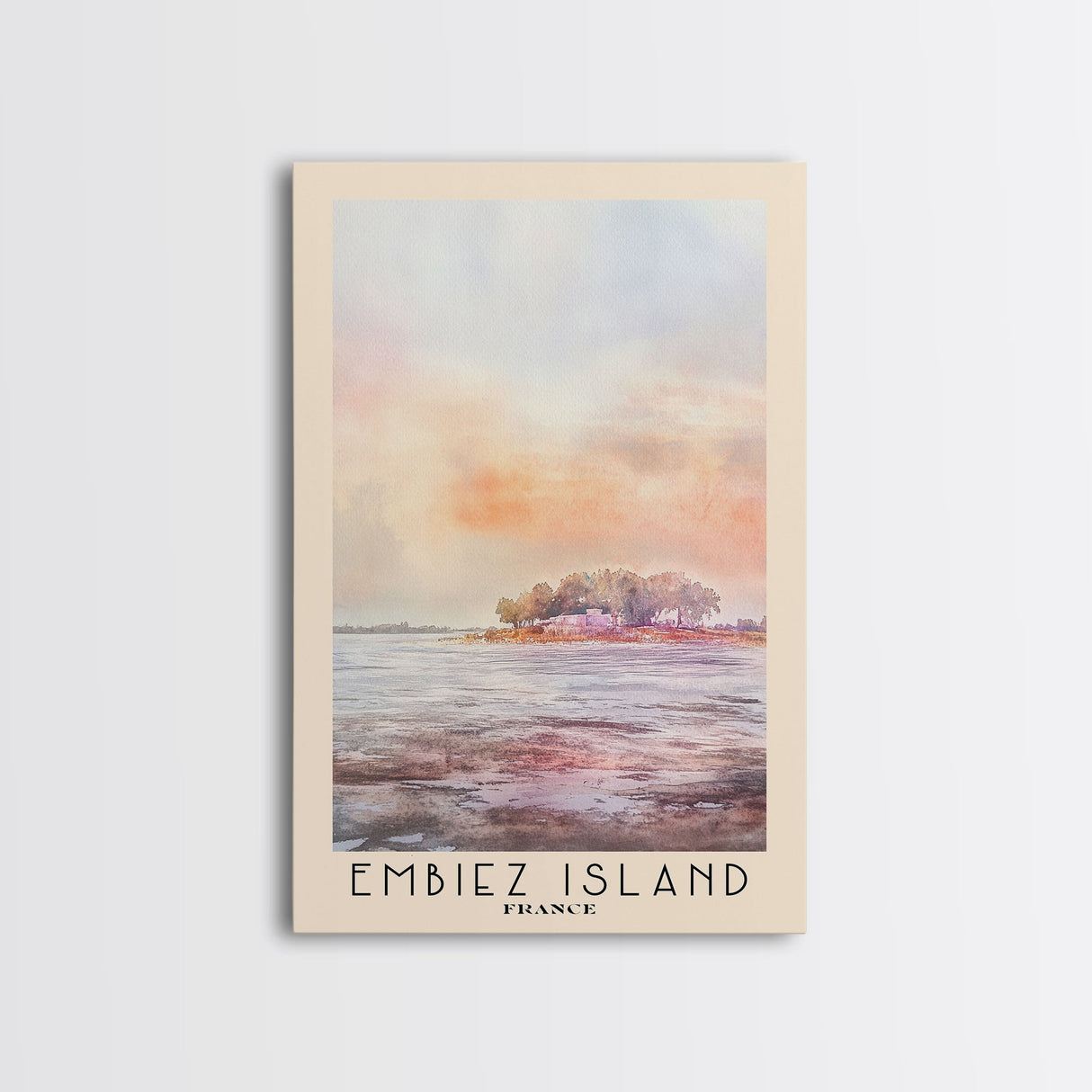 Embiez Island, France Watercolor Beach Print, Vacation Gift, France Wall Art, Framed Canvas Print, Framed Beach Painting