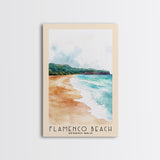 Flamenco Beach, Puerto Rico Watercolor Beach Print, Vacation Gift, Puerto Rico Wall Art, Framed Canvas Print, Framed Beach Painting