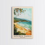 Golden Sands, Bulgaria Watercolor Beach Print, Vacation Gift, Bulgaria Wall Art, Framed Canvas Print, Framed Beach Painting