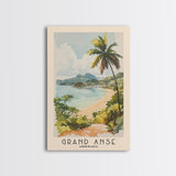 Grand Anse, Grenada Watercolor Beach Print, Vacation Gift, Grenada Wall Art, Framed Canvas Print, Framed Beach Painting