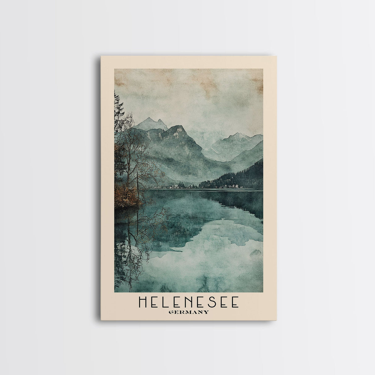 Helenesee, Germany Watercolor Beach Print, Vacation Gift, Germany Wall Art, Framed Canvas Print, Framed Beach Painting