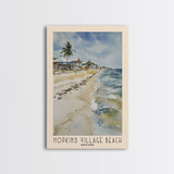 Hopkins Village Beach, Belize Watercolor Beach Print, Vacation Gift, Belize Wall Art, Framed Canvas Print, Framed Beach Painting