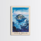 Isola Bella, Italy Watercolor Beach Print, Vacation Gift, Italy Wall Art, Framed Canvas Print, Framed Beach Painting