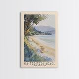 Kaiteriteri Beach, New Zealand Watercolor Beach Print, Vacation Gift, New Zealand Wall Art, Framed Canvas Print, Framed Beach Painting