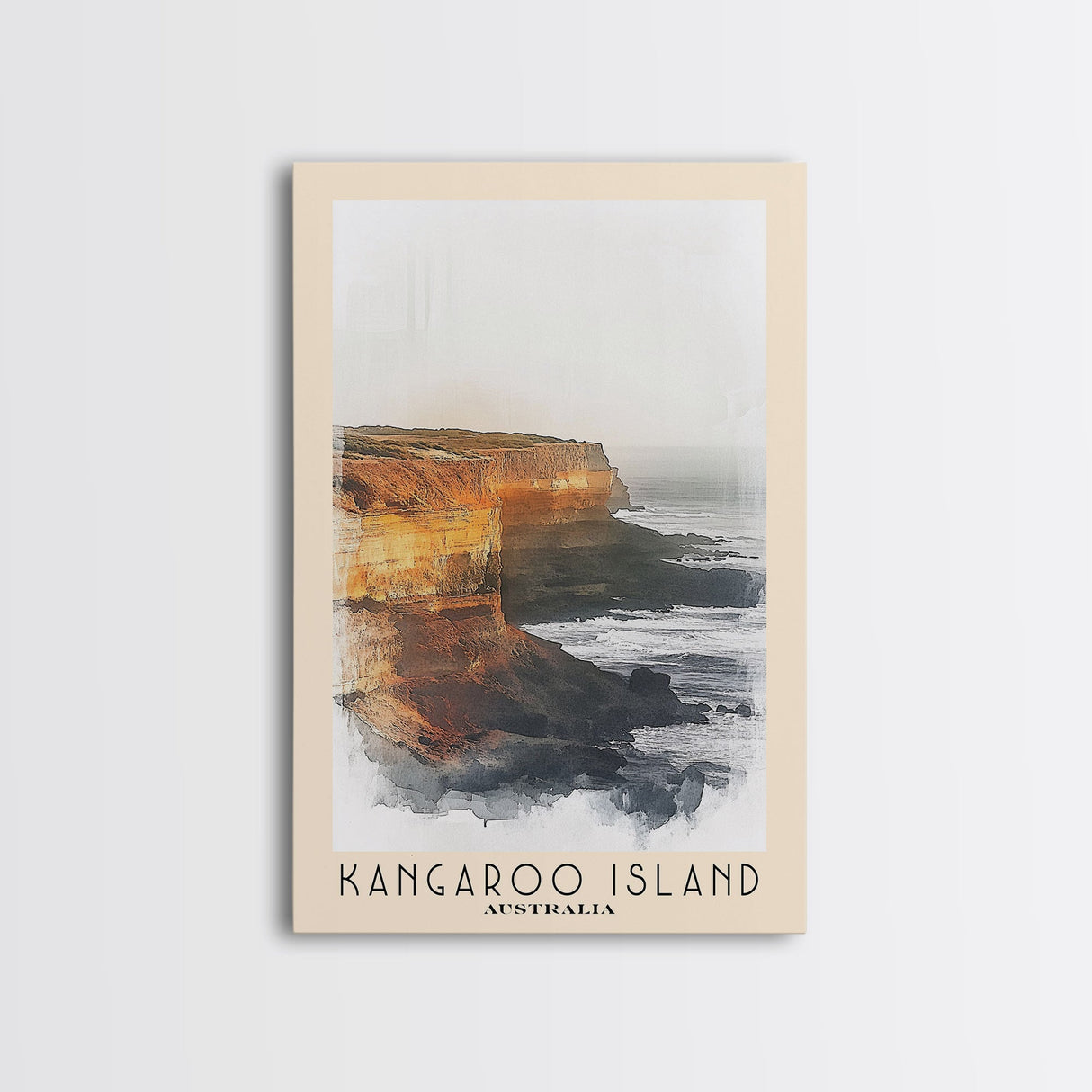 Kangaroo Island, Australia Watercolor Beach Print, Vacation Gift, Australia Wall Art, Framed Canvas Print, Framed Beach Painting