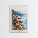 Kyushu, Japan Watercolor Beach Print, Vacation Gift, Japan Wall Art, Framed Canvas Print, Framed Beach Painting