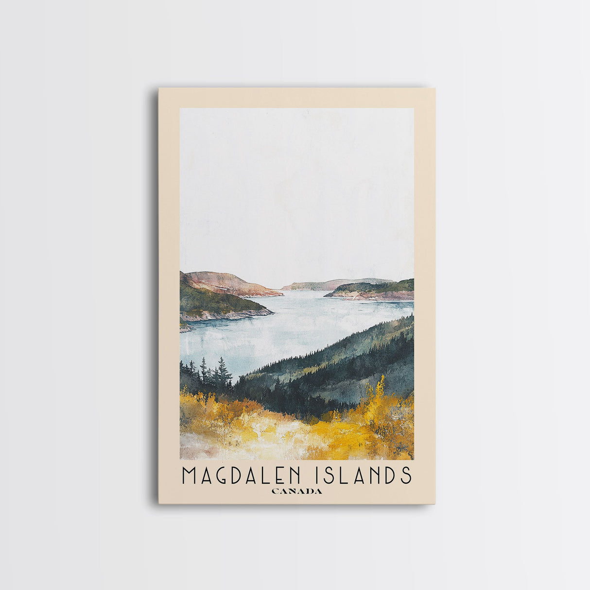 Magdalen Islands, Canada Watercolor Print, Vacation Gift, Canada Wall Art, Beach Painting, Beach Decor, Large Wall Art, Wood Frame Art