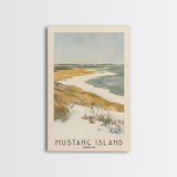 Mustang Island, Texas Watercolor Beach Print, Vacation Gift, Texas Wall Art, Framed Canvas Print, Framed Beach Painting