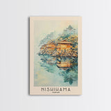 Nishihama, Japan Watercolor Beach Print, Vacation Gift, Japan Wall Art, Framed Canvas Print, Framed Beach Painting